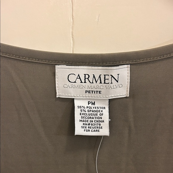 Carmen Marc Valvo Brown Sequin Cap Sleeve Blouse with lace - Picture 2 of 8